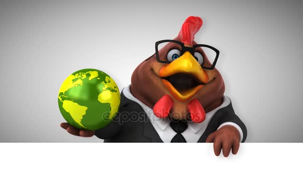 Postać Kreskówki Zabawy Kurczaka Planety Animacja — Wideo stockowe