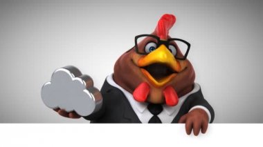 tavuk eğlenceli çizgi film karakteri ile bulut - 3d animasyon 