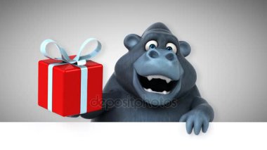 komik çizgi film karakteri hediye, goril - 3d animasyon ile 