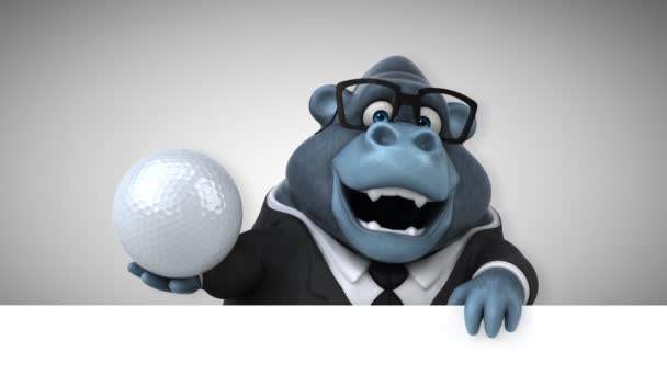 Personaje Dibujos Animados Con Pelota Gorila Animación — Vídeo de stock