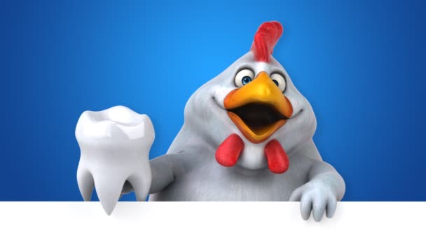 Chicken Funny Cartoon Character Tooth Animation — Stock Video