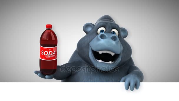 Funny cartoon character with soda — Stock Video