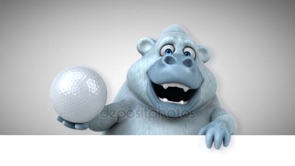 Zeichentrickfigur Mit Ball Yeti Illustration — Stockvideo