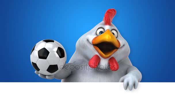 Śmieszne Kreskówka Piłką Kurczaka Animacja — Wideo stockowe