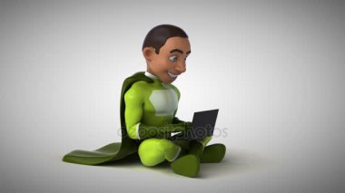 Eğlenceli mutlu süper kahraman karakter kodlama - 3d animasyon