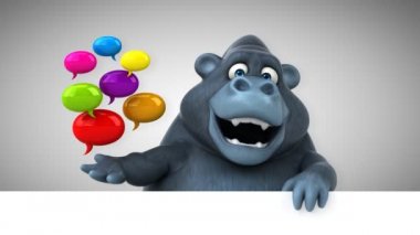 Eğlenceli çizgi film karakteri ile baloncuklar, goril - 3d animasyon 