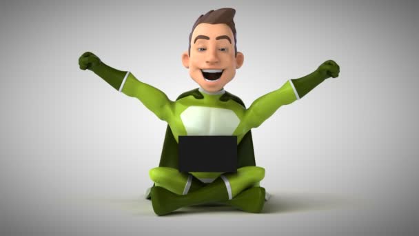 Diversión Feliz Personaje Superhéroe Codificación Animación — Vídeos de Stock