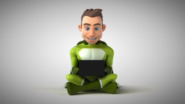 Diversão Feliz Personagem Super Herói Codificação Animação — Vídeo de Stock