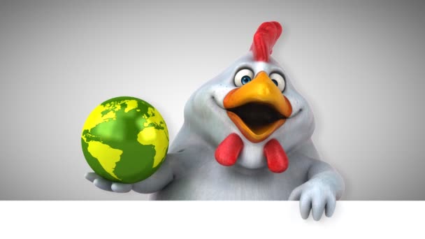 Zabawne Kurczaka Gospodarstwa Planeta Animacja — Wideo stockowe