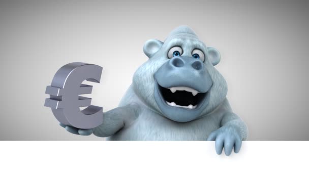 Spaß Yeti Hält Euro Animation — Stockvideo