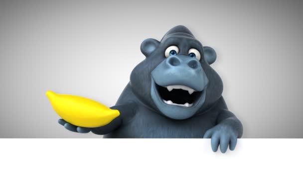 Vtipné Kreslené Postavičky Banánem Gorila Animace — Stock video