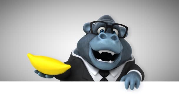 滑稽的卡通人物与香蕉 大猩猩 — 图库视频影像