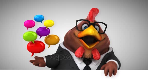Postać Kreskówki Zabawa Bąbelkami Kurczaka Animacja — Wideo stockowe
