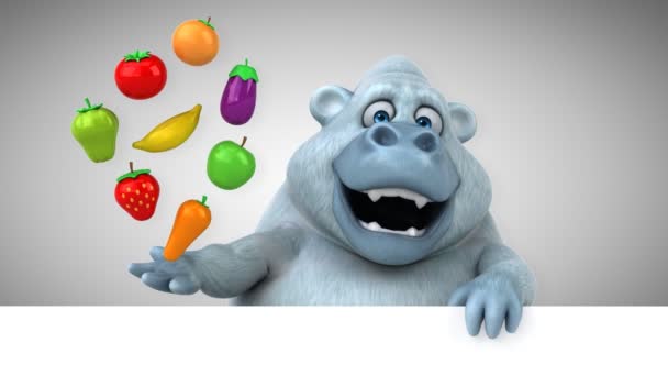 Смешной Персонаж Мультфильма Фруктами Овощами Анимация — стоковое видео