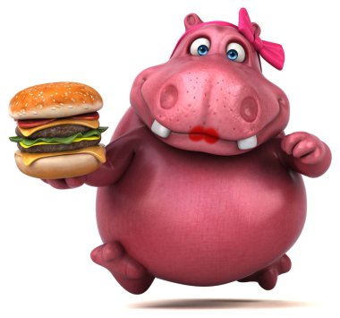 çizgi film karakteri hamburger - 3d çizim ile