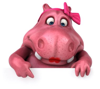 Pembe Hippo karakter - 3d çizim
