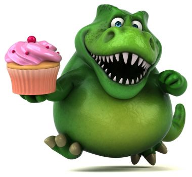 Cupcake - 3d çizim ile eğlenceli dinozor