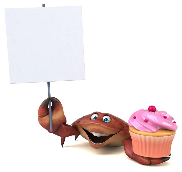 Spaßkrabbe Mit Cupcake Illustration — Stockfoto