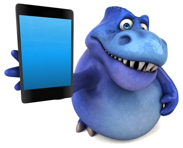 Leuk Dinosaurus Met Tablet Illustratie — Stockfoto