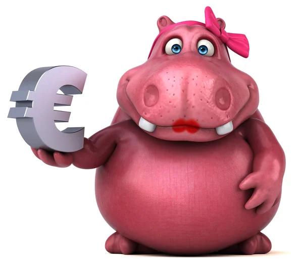 Pinkfarbenes Nilpferd Mit Euro Illustration — Stockfoto