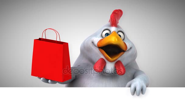 Fun Chicken Holding Bag Animation — Stock Video