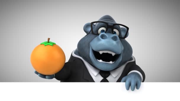 Personaje Dibujos Animados Con Naranja Gorila Animación — Vídeo de stock