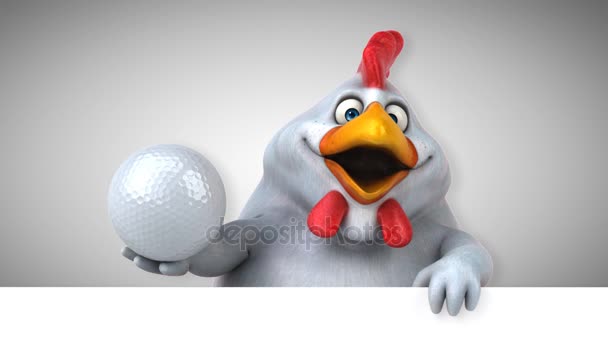 Funny Cartoon Charakter Gospodarstwa Piłkę Kurczaka Animacji — Wideo stockowe