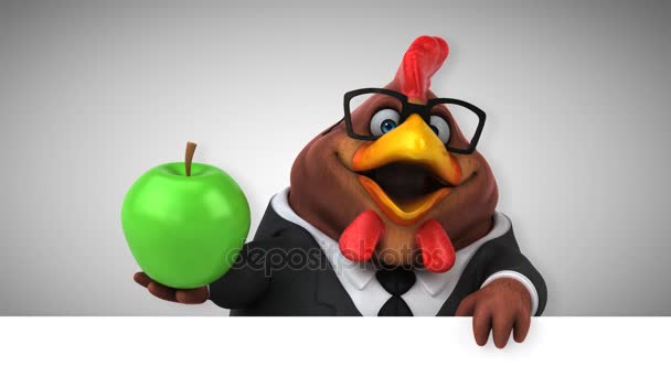 Seriefiguren Med Äpple Kyckling Animation — Stockvideo