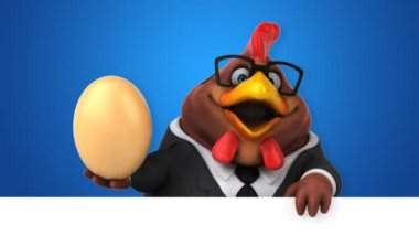 Eğlenceli tavuk karakteri ile yumurta - 3d animasyon 
