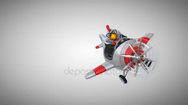 tavuk komik çizgi film karakteri g uçak - 3d animasyon 