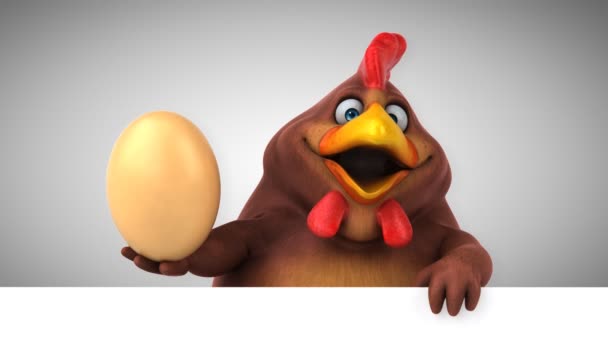 Kul Kyckling Karaktär Med Ägg Animation — Stockvideo