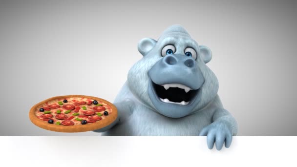 Cartoon Character Holding Pizza Animation — Stock Video