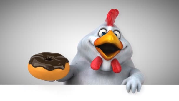 Fun Cartoon Karakter Bedrijf Donut Kip Animatie — Stockvideo