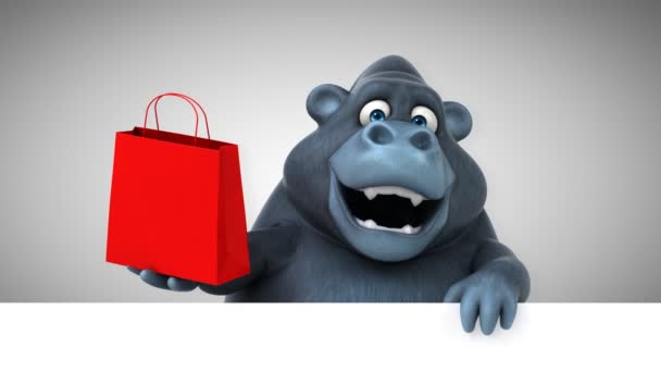 Engraçado Personagem Desenho Animado Segurando Saco Gorila Ilustração — Vídeo de Stock