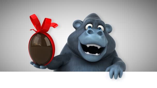 Personaje Dibujos Animados Con Huevo Gorila Ilustración — Vídeo de stock