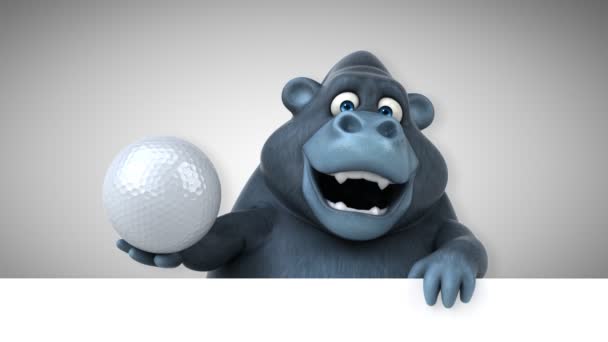 Seriefiguren Med Boll Gorilla Illustration — Stockvideo