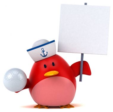 Komik çizgi film karakteri ile topu - 3d çizim