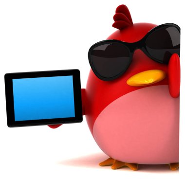 Eğlenceli çizgi film karakteri ile tablet - 3d çizim 