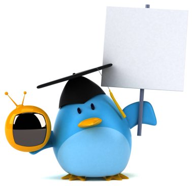 çizgi film karakteri ile tv - 3d çizim