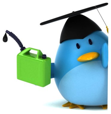 eğlenceli çizgi film karakteri ile petrol - 3d çizim 