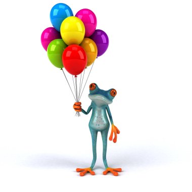 Balonlu eğlenceli kurbağa - 3D İllüstrasyon