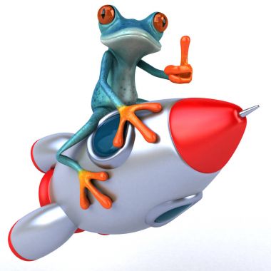 Eğlenceli kurbağa roket - 3d çizim