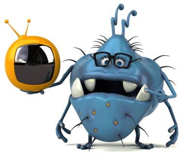 çizgi film karakteri ile tv - 3d çizim