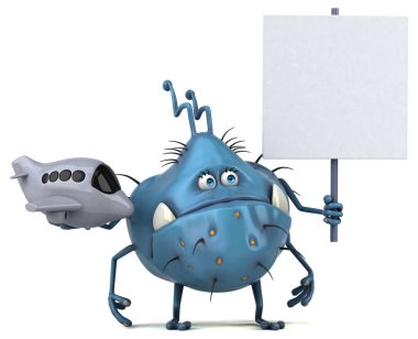 çizgi film karakteri ile uçak - 3d çizim