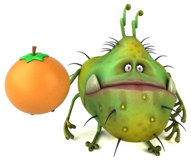 Turuncu - 3d çizim ile eğlenceli çizgi film karakteri 