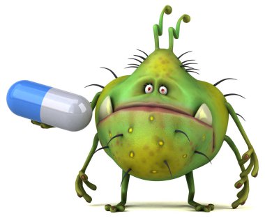 çizgi film karakteri ile hap - 3d çizim