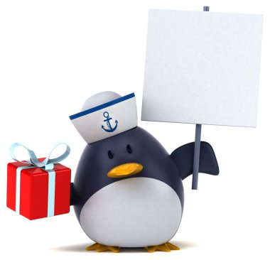 Çizgi film karakteri ile hediye - 3d çizim