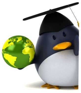 çizgi film karakteri planet - 3d çizim ile