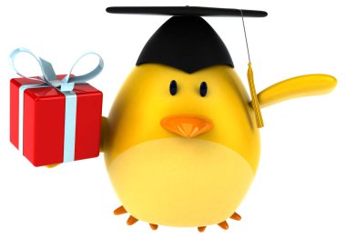 Çizgi film karakteri ile hediye - 3d çizim