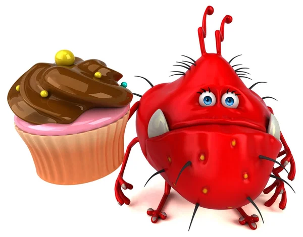 Personagem Desenhos Animados Com Cupcake Ilustração — Fotografia de Stock
